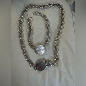 Tiffany & Co Necklace and Bracelet with two Tiffany Blue Dust Bags.